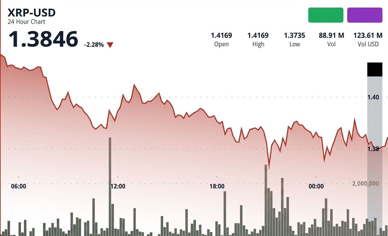 XRPが1.40ドルを割り込む、下落リスクが一段と高まる